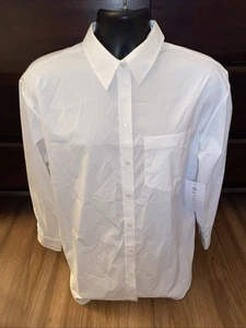 Neu mit Etikett Athleta Medium Tall Midday Relaxed Shirt weiß Knopfleiste Langarm - Bild 1 von 8