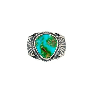 Bo Reeves, Ring, Sonoran Turquoise, Sterling Silver, Navajo Handmade, 9" - Picture 1 of 3
