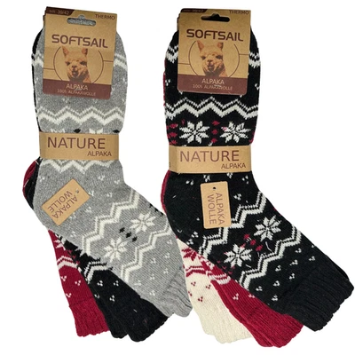 SOFTSAIL 3/9 Paar Alpaka Socken Wollsocken - Warme Outdoorsocken Damen Wintersocken warm