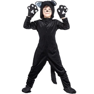 Black Cat Costume for Kids Halloween Girls Animal Costumes (5-6 Years) - Picture 1 of 7