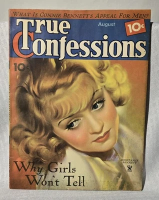 1935 True Confessions Constance Bennett Magazine "Why Girls Won't Tell" - Image 1 of 4