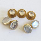 14K GOLD MOONSTONE CUFFLINKS + 3 STUDS - Cabochon Moonstone Set Antique Art Deco