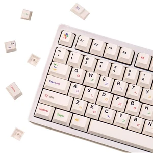 PBT Keycap Set - 144 Keys Beige Korean White Cherry Profile for 65% 70% 75% 1... - Picture 1 of 9