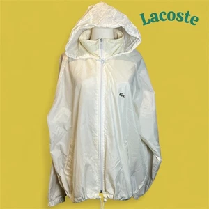 Chaqueta cortavientos ligera con cremallera completa de nailon blanca Lacoste XL - Imagen 1 de 14