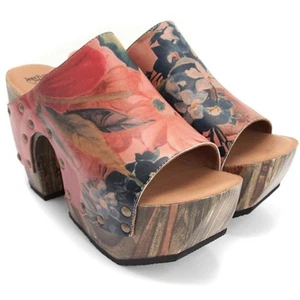 John Fluevog ARC Half Moon Wooden Clogs in Floral, Size 10 - Picture 1 of 13