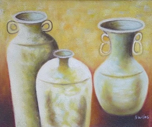 Pintura - Jarrones - Lienzo pintado a mano pintura acrílica moderna cerámica terracota - Imagen 1 de 1