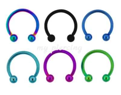 2pcs. 18G Anodized Surgical Steel Horseshoe Circular Barbell Ear Tragus Septum - Image 1 of 2