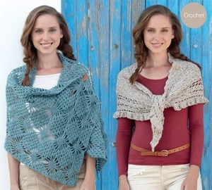 Vintage Knitting/Crochet Pattern Shawls Diamond Spider Lace + Ladder Frill 8ply - Picture 1 of 4