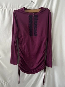 Tommy Bahama Womens Rash Guard Swim Top Purple Long Sleeve 1/4 Zip Ruched XS - Picture 1 of 5