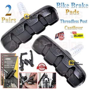 2 Pairs Bike Bicycle Brake Pads Rim Blocks Shoes Cycle V Cantilever Threadless - Picture 1 of 14