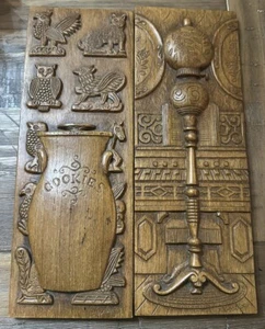 Vintage Sculpted Wall Hangings Set of 2 Burwood Products Co. Faux Wood Folk Art - Picture 1 of 9