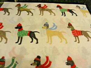NWT 4 pc~ FULL SHEET SET~ Fun Holiday DOGS winter hats scarves Colorful festive - Picture 1 of 4