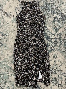 Banana Republic Dress Womens Size 0 Black Colorful Floral Sleeveless Pencil slim - Picture 1 of 7