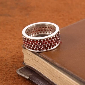 Natural Garnet Gemstone with 925 Sterling Silver Ring for Women's #4355 - Picture 1 of 10