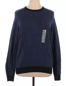 Neu mit Etikett Axist dunkler Saphir & schwarzer Streifen Baumwollmischung Rundhalsausschnitt Pullover Größe XL - Bild 1 von 4