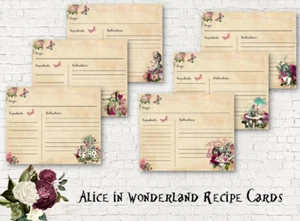 Tarjetas de recetas en blanco de Alicia en el País de las Maravillas - conjunto de 6 surtidos - Imagen 1 de 2