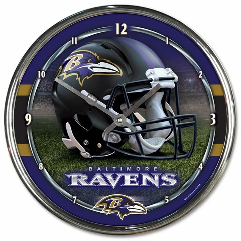 NFL - Baltimore Ravens - New Chrome Round Wall Clock  12 Inches Diameter Cover
