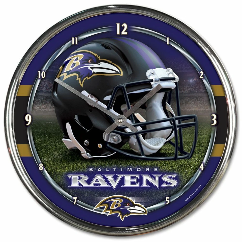 NFL - Baltimore Ravens - Chrome Round Wall Clock  New 12 Inches Diameter - Image 1 of 1