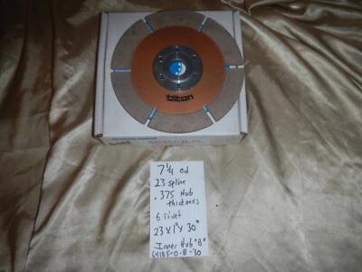 NOS VINTAGE TILTON 7 1/4 dia CLUTCH DISC 64185-0-B-30    23 SPLINE X 1 - Image 1 of 4