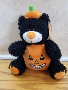 Nuggie Spielzeug Plüschtier schwarz lockiges Haar Halloween Kürbis Teddybär im Kostüm Neu mit Etikett - Bild 1 von 9