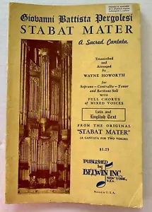 Libro musicale vintage 1949 Pergolesi Stabat Mater Cantata Belwin inglese e latino - Foto 1 di 1
