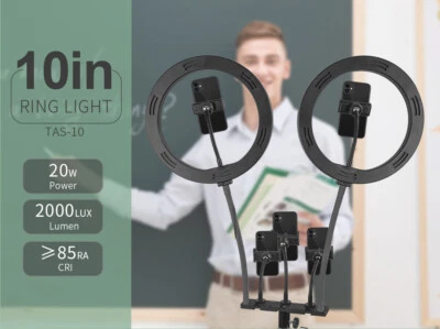 10'' 20W Dual Head LED Ring Selfie Light  For Video Recording Online Singing  - Image 1 of 4