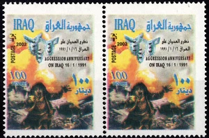 IRAQ 2002 11th AGGRESSION ANNIVERSARY ON IRAQ PAIR OF STAMPS SCOTT 1651 MNH - Picture 1 of 3