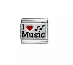 9 mm italienische Charms L110 I Love Music passt klassische Größe Armband - Bild 1 von 1