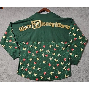 Walt Disney World Spirit Jersey Green Mickey Mouse Icon Christmas Lights Gold L - Imagen 1 de 8