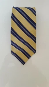 Tommy Hilfiger Neck Tie Yellow Blue Striped 100% Silk Made In USA - Picture 1 of 6