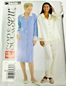 Butterick 4430 Misses Nightgown & Pajamas Sewing Pattern L-XL (16-18-20-22) - Picture 1 of 2