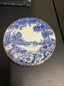 Vintage Flow Blue Gold Trim Salad Plate Set Made in England Cottage Bridge - Picture 1 of 12