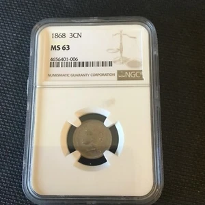 1968 3 cent nickel ngc ms 63 - Picture 1 of 4