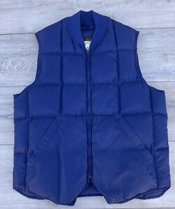 Vintage Eddie Bauer Vest Size Small ? Blue Puffer Goose Down 70s 80s FLAW