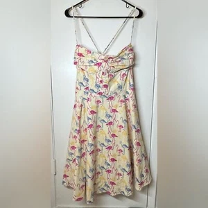 Collectif Retro Flamingo Novelty Swing Fit & Flare Yellow Blue Pink Dress 4XL - Picture 1 of 16