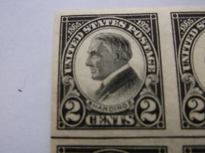 US #611 MNH CAT as 2 pairs Black Harding stamps SCV $40 - Image 1 of 3