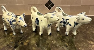 3 Vintage Delfter blaue Kuh Milchkännchen handbemalt Holland Lot - Bild 1 von 15