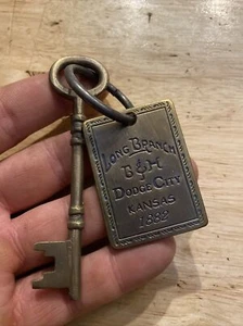Hotel Motel Room Key DODGE CITY Skeleton Brothel Western Collector Kansas BRASS - Picture 1 of 12