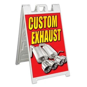 CUSTOM EXHAUST Signicade 24x36 Aframe Sidewalk Sign Banner Decal AUTO PARTS - Picture 1 of 9