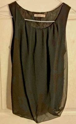 Francesca Italy Black Sleeveless Top Shirt w Lace Back Accents Womens S - Image 1 of 4