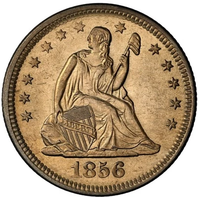 1856-25C-Seated Liberty Silver Quarter-MS63 NGC. Stunning Coin. - Image 1 of 4