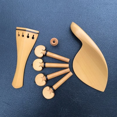 Violin Boxwood Parts Accessories Set 4/4 Pegs/ Endpin/Tailpiece/Chinrest US Ship - Image 1 of 4