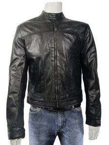 Infinity Herren schwarz Napa Leder klassisch durchgehender Reißverschluss Racing Mode Biker Jacke - Bild 1 von 4