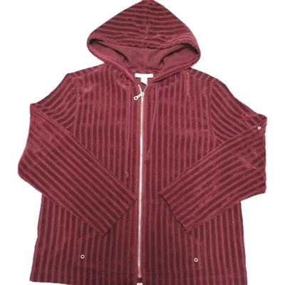 Chaqueta para mujer Dressbarn granate de pana con capucha y cremallera talla XL Foto 1 de 4