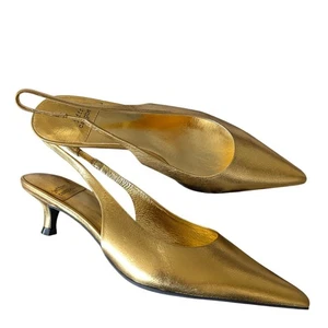 Jeffrey Campbell Pompa Persona Slingback Metallizzata Oro (6) - Foto 1 di 6