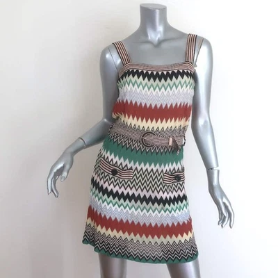 Mini Vestido Missoni Zig Zag Tejido Cinturón Multicolor Talla 40 Foto 1 de 4