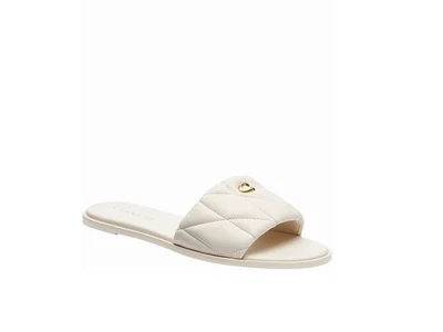 Женские стеганые кожаные сандалии-шлепанцы ТРЕНЕР Holly цвет мела - Изображение 1 из 3