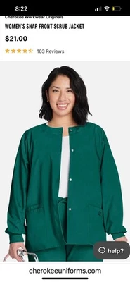 Cherokee Workwear Women’s Button Up Scrub Jacket Green Size Small NWT - Image 1 of 4