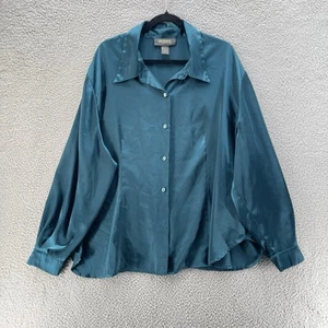 Lane Bryant Designs Bluse Top Damen 22/24 Grün Satin Freizeit Business Knopfleiste - Bild 1 von 18