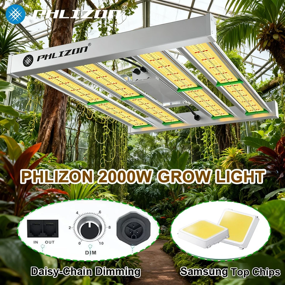 Phlizon Pro 2000W LED Grow Light - Silver